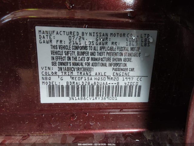 3N1AB8CV1RY389001 Nissan Sentra Sv Xtronic Cvt