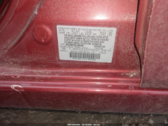 Aukcja sprzedaży 2020 Nissan Versa Sr Xtronic Cvt, vin: 3N1CN8FV5LL902380, numer aukcji: 44403454