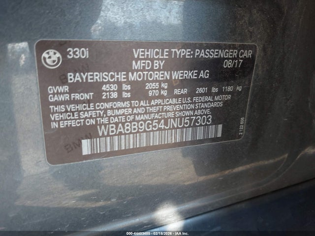 2018 BMW 330I WBA8B9G54JNU57303 Photo 8