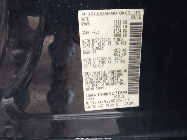 1N6AA1E54HN507099 Nissan Titan Sl