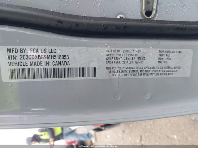 2C3CDXBG9MH518053 Dodge Charger Sxt Rwd