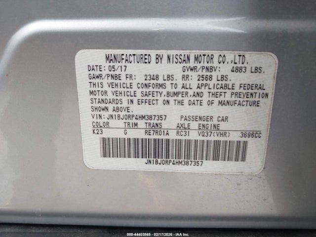 Aukcja sprzedaży 2017 Infiniti Qx50, vin: JN1BJ0RP4HM387357, numer aukcji: 44403565