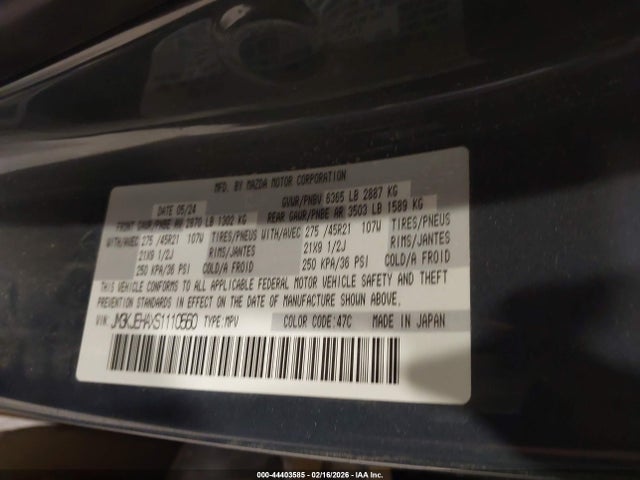 Aukcja sprzedaży 2025 Mazda Cx-70 Phev Premium Plus Package, vin: JM3KJEHAXS1110560, numer aukcji: 44403585