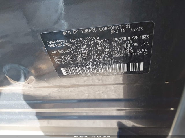 Aukcja sprzedaży 2023 Subaru Forester Sport, vin: JF2SKAJC6PH518239, numer aukcji: 44403592
