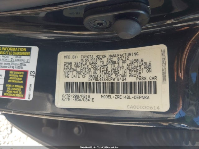 2012 TOYOTA COROLLA 5YFBU4EE4CP018424 Photo 8