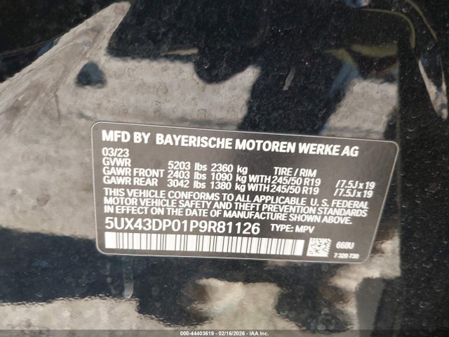 5UX43DP01P9R81126 BMW X3 Sdrive30i