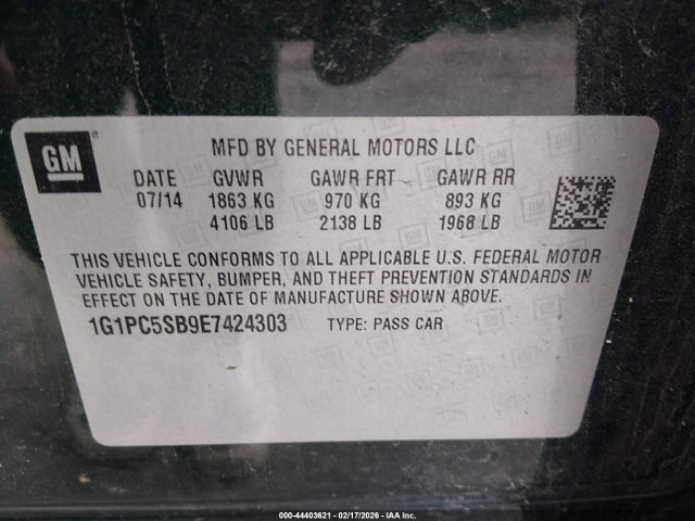 2014 CHEVROLET CRUZE 1G1PC5SB9E7424303 Photo 8