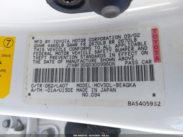 2003 LEXUS ES 300 JTHBF30G030099606 Photo 8