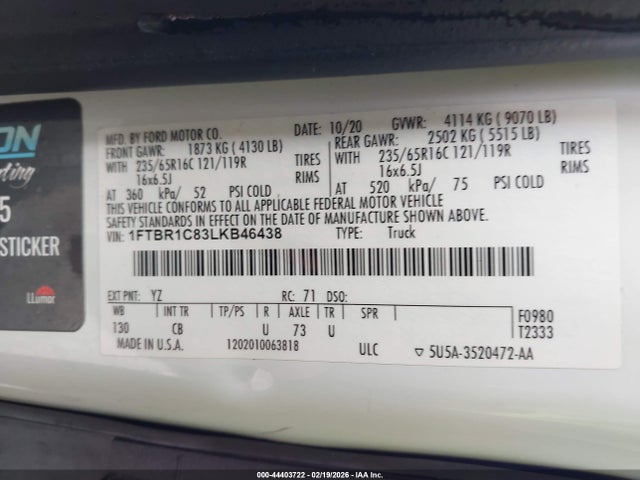 Ford Transit-250 Cargo Van 2020 1FTBR1C83LKB46438 Image 9