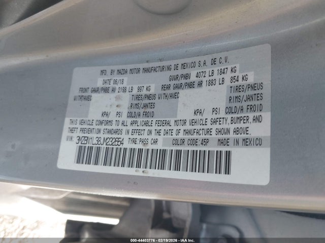 3MZBN1L38JM232654 Mazda Mazda3 Touring