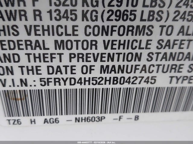 44403777 :رقم المزاد ، 5FRYD4H52HB042745 vin ، 2017 Acura Mdx Technology Package مزاد بيع