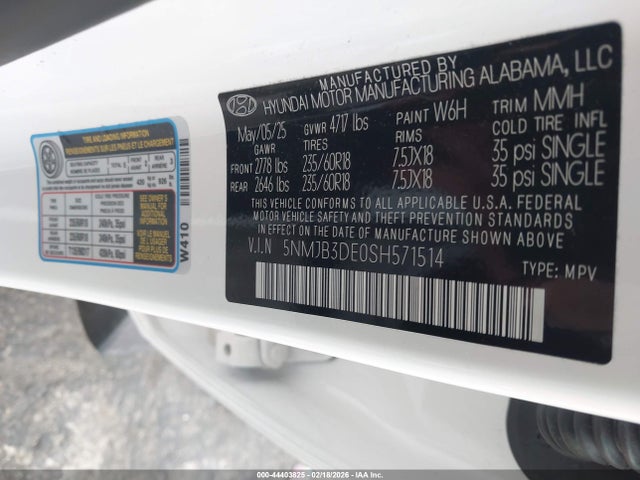 5NMJB3DE0SH571514 Hyundai TUCSON SEL