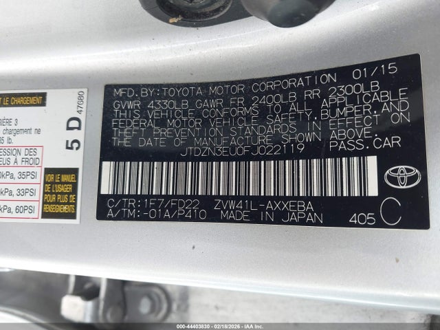 2015 Toyota Prius V Three მანქანა იყიდება აუქციონზე, vin: JTDZN3EU0FJ022119, აუქციონის ნომერი: 44403830