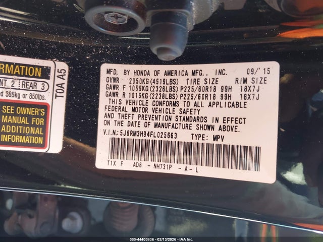 Honda Cr-v Touring 2015 5J6RM3H94FL025663 Image 9