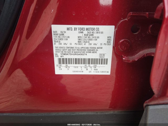 2024 FORD EXPLORER 1FMSK7DH2RGA56274 Photo 8