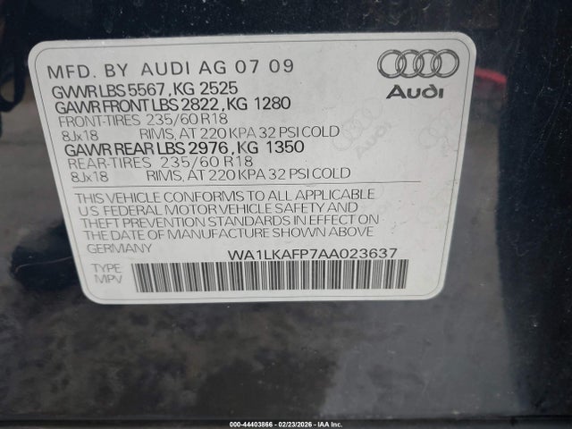 2010 AUDI Q5 WA1LKAFP7AA023637 Photo 8