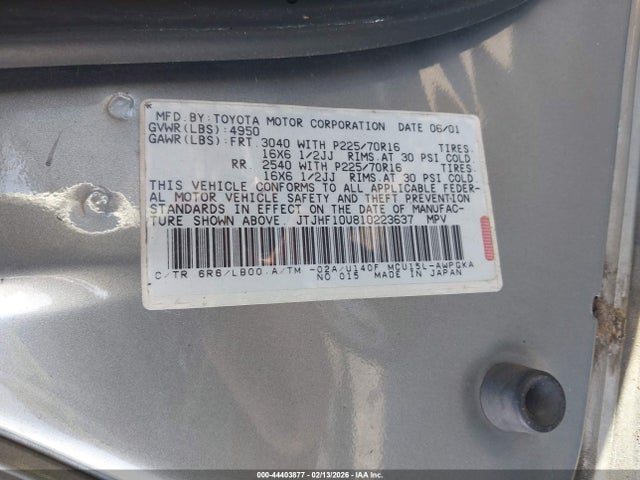 2001 LEXUS RX 300 JTJHF10U810223637 Photo 8