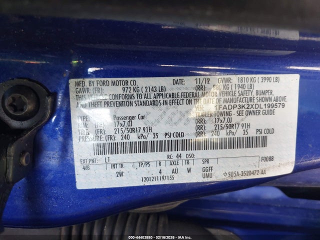Продажа на аукционе авто 2013 Ford Focus Se, vin: 1FADP3K2XDL199579, номер лота: 44403880