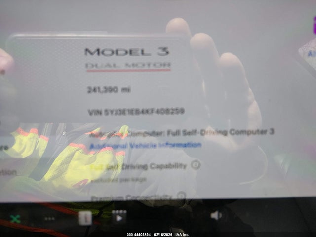 Aukcja sprzedaży 2019 Tesla Model 3 Long Range/performance, vin: 5YJ3E1EB4KF408259, numer aukcji: 44403894