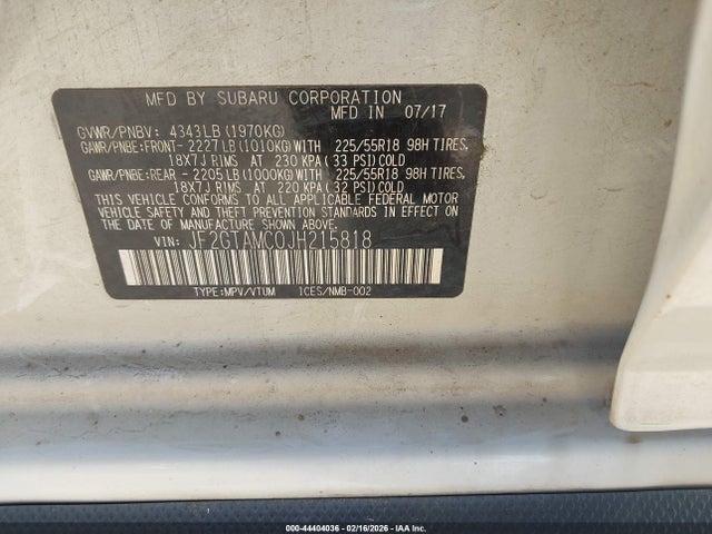 JF2GTAMC0JH215818 Subaru Crosstrek 2.0i Limited