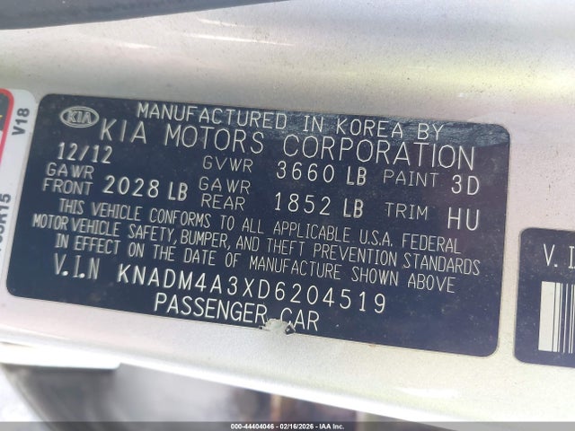 2013 KIA RIO KNADM4A3XD6204519 Photo 8