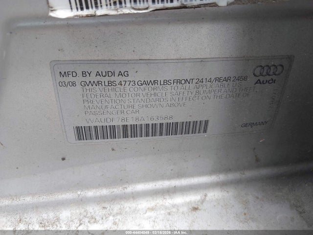 2008 AUDI A4 WAUDF78E18A163588 Photo 8
