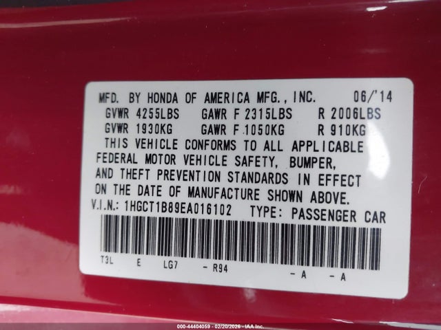 Honda Accord Ex-l 2014 1HGCT1B89EA016102 Image 9