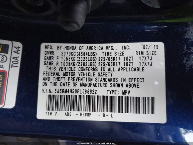 2015 HONDA CR-V 5J6RM4H50FL098922 Photo 8