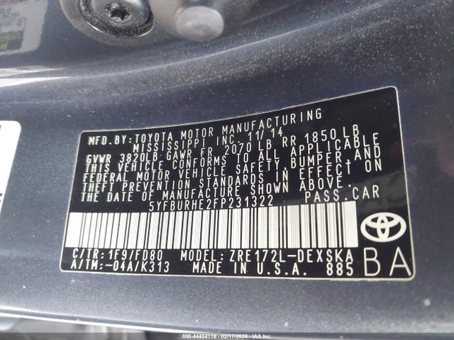 Toyota Corolla S Plus 2015 5YFBURHE2FP231322 Image 9
