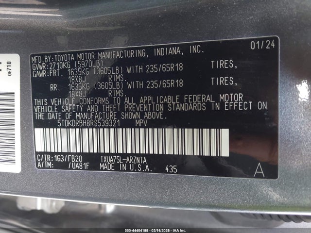 2024 TOYOTA HIGHLANDER 5TDKDRBH8RS539321 Photo 8