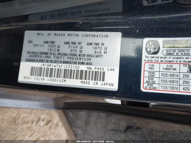 JM1BM1W76F1233102 Mazda Mazda3 I Grand Touring