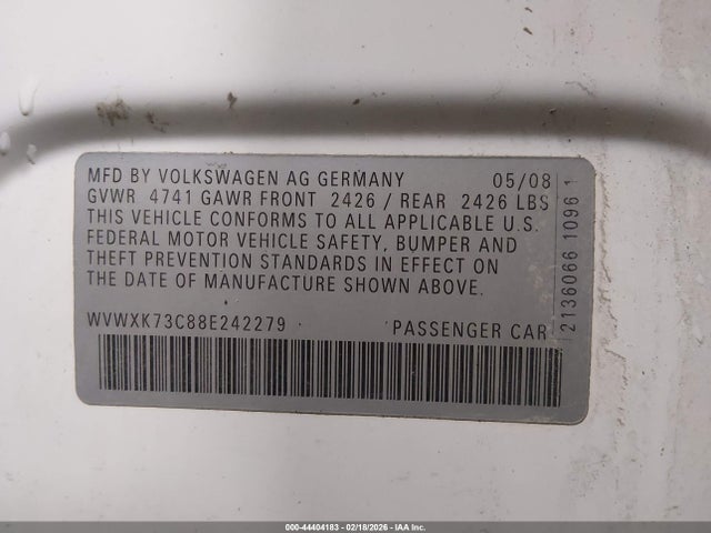 2008 VOLKSWAGEN PASSAT WVWXK73C88E242279 Photo 8