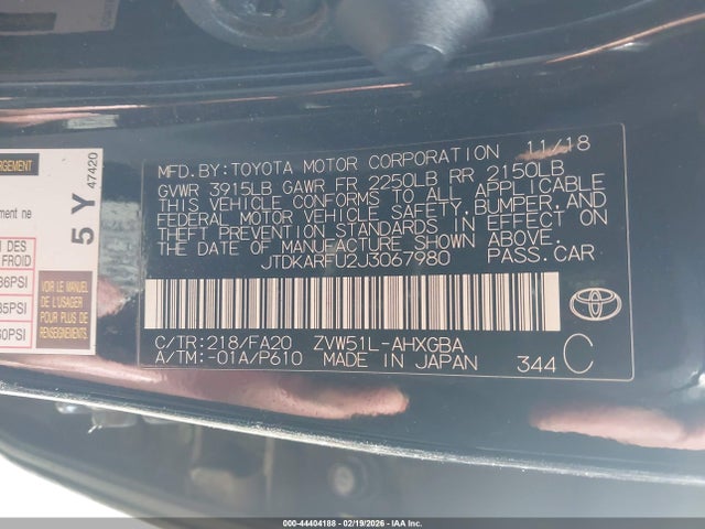 Toyota Prius Three 2018 JTDKARFU2J3067980 Image 9