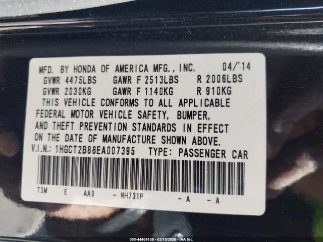 Honda Accord Ex-l V-6 2014 1HGCT2B88EA007395 Image 9