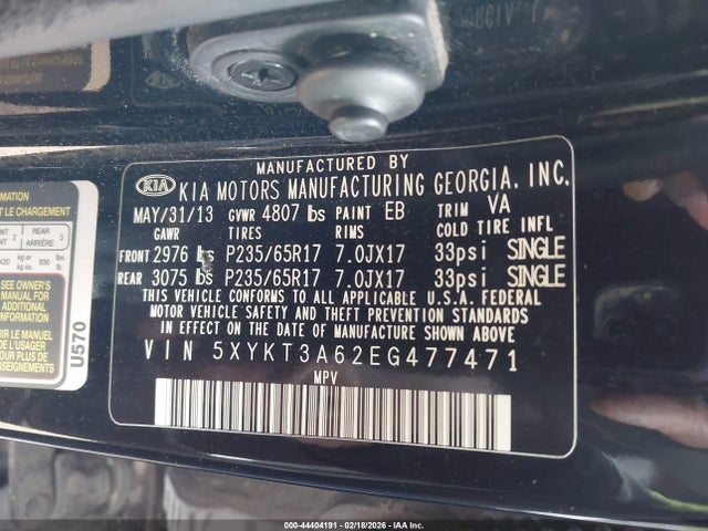 Продажа на аукционе авто 2014 Kia Sorento Lx, vin: 5XYKT3A62EG477471, номер лота: 44404191