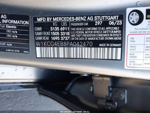 Aukcja sprzedaży 2023 Mercedes-benz Eqs 580 4matic, vin: W1KCG4EB8PA042470, numer aukcji: 44404201