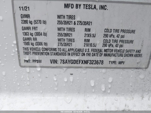 2022 TESLA MODEL Y 7SAYGDEFXNF323678 Photo 8