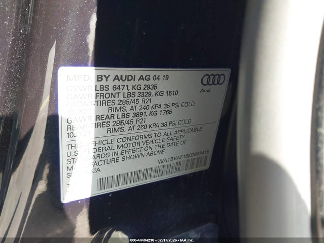 2019 AUDI Q8 WA1BVAF16KD037415 Photo 8