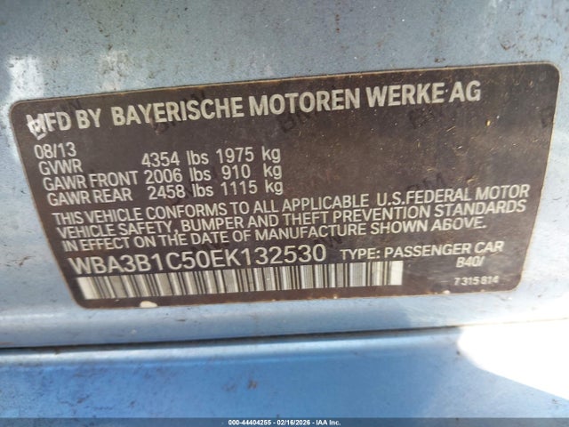 Aukcja sprzedaży 2014 Bmw 320i, vin: WBA3B1C50EK132530, numer aukcji: 44404255