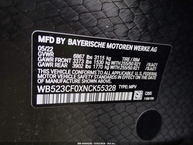 Продаж на аукціоні авто 2022 Bmw Ix Xdrive50, vin: WB523CF0XNCK55328, номер лоту: 44404256