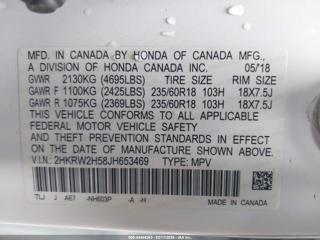 Honda CR-V EX 2018 2HKRW2H58JH653469 Image 9