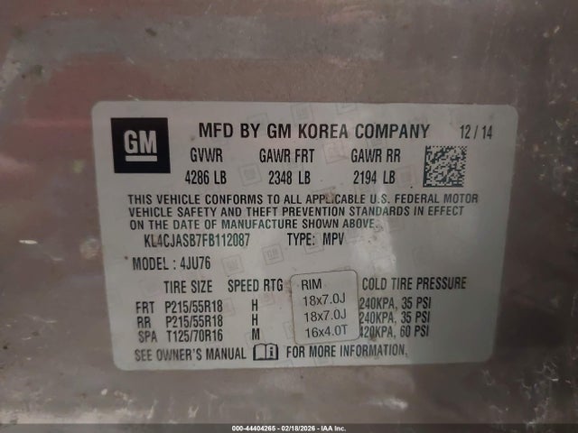 Buick Encore 2015 KL4CJASB7FB112087 Image 9