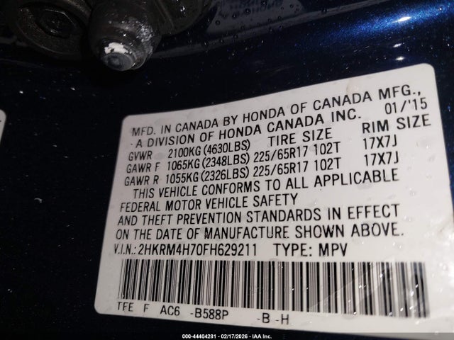 Honda Cr-v Ex-l 2015 2HKRM4H70FH629211 Image 9