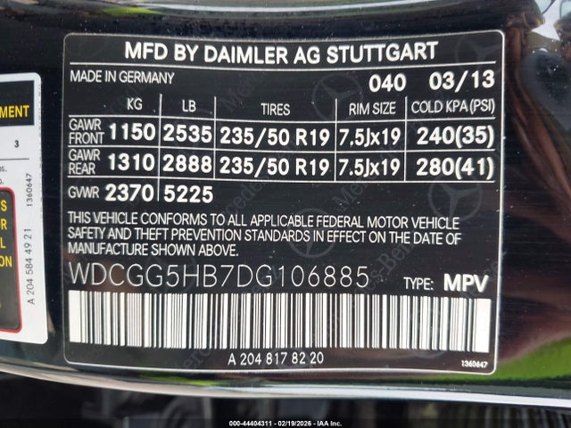Aukcja sprzedaży 2013 Mercedes-benz Glk 350, vin: WDCGG5HB7DG106885, numer aukcji: 44404311