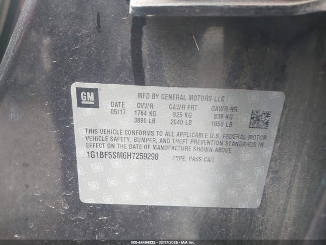 1G1BF5SM6H7259298 Chevrolet Cruze Premier Auto