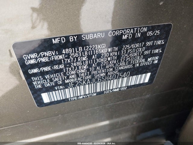 Subaru Forester Wilderness 2025 JF2SKAJC6SH407540 Image 9