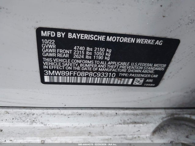 Aukcja sprzedaży 2023 Bmw 330i Xdrive, vin: 3MW89FF08P8C93310, numer aukcji: 44404376