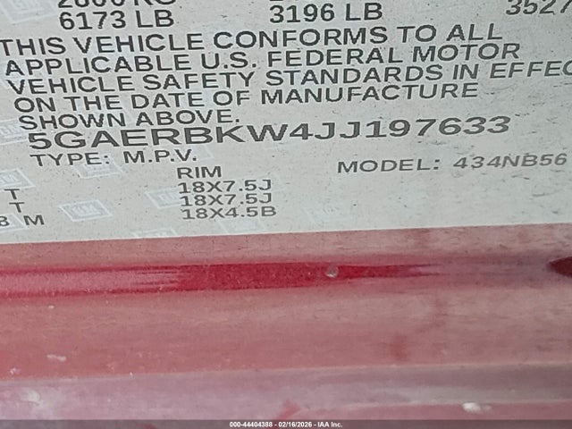 Auction sale of the 2018 Buick Enclave Essence, vin: 5GAERBKW4JJ197633, lot number: 44404388