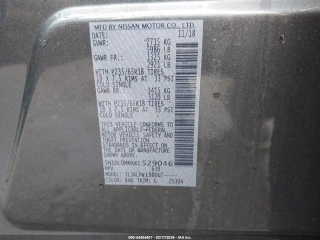 5N1DL0MNXKC529046 Infiniti QX60 PURE