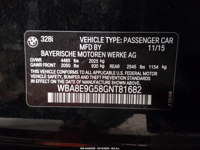 2016 BMW 328I WBA8E9G58GNT81682 Photo 8